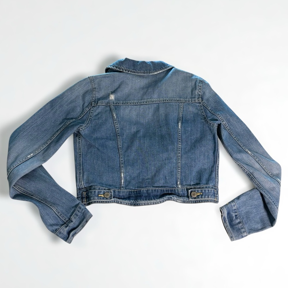 American Eagle Distressed Denim Jean Jacket Small Petite - Picture 2 of 4